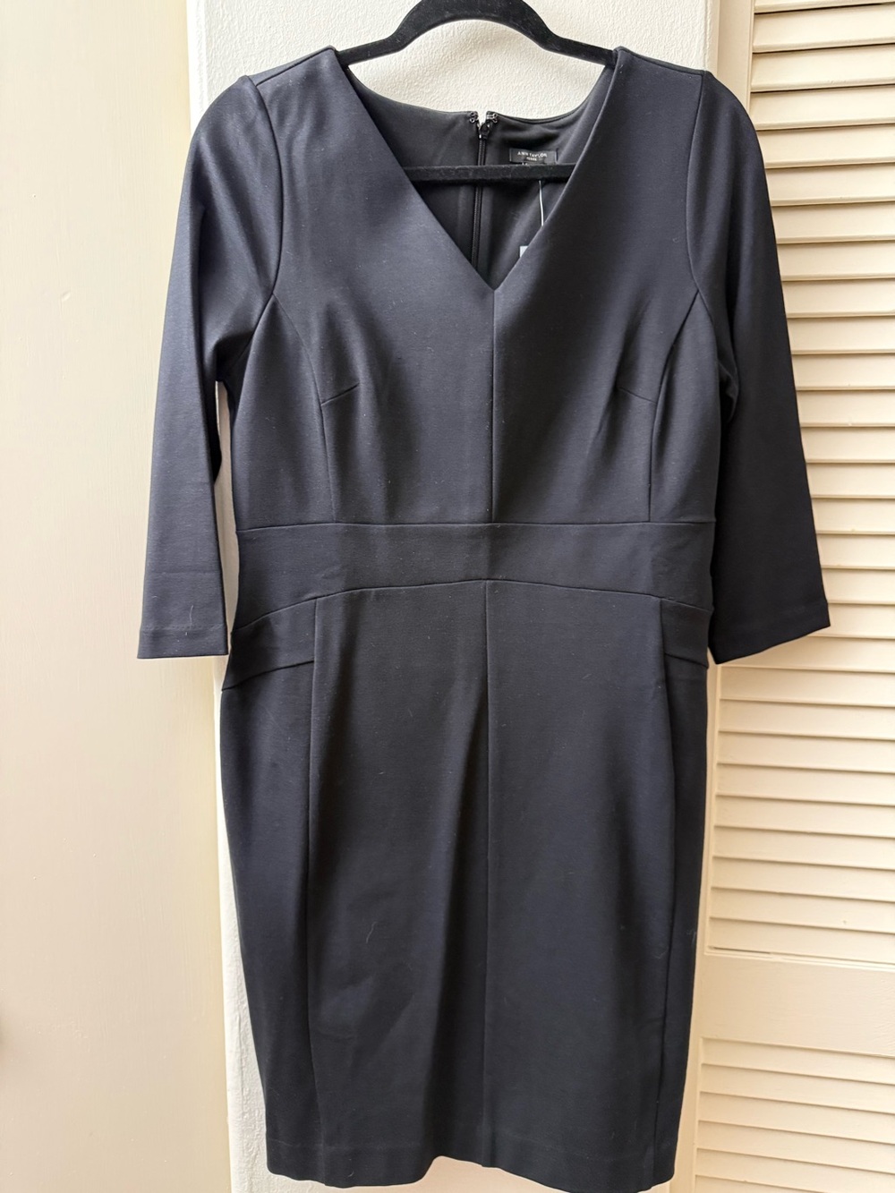 Ann Taylor Classic Black V-Neck Sheath Dress